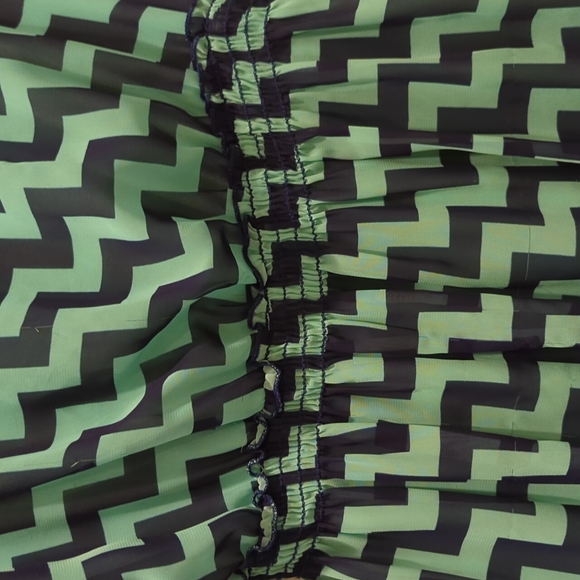 Women's Large Chevron Printed Green/Blue Dress - Picture 2 of 4